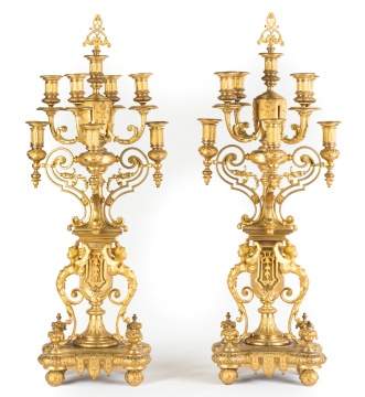 Pair of 19th Century Gilt Bronze Candelabras