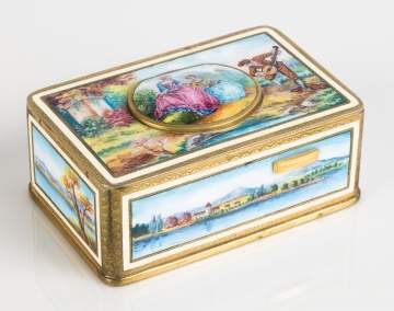 A Fine German Enameled Singing Bird Box