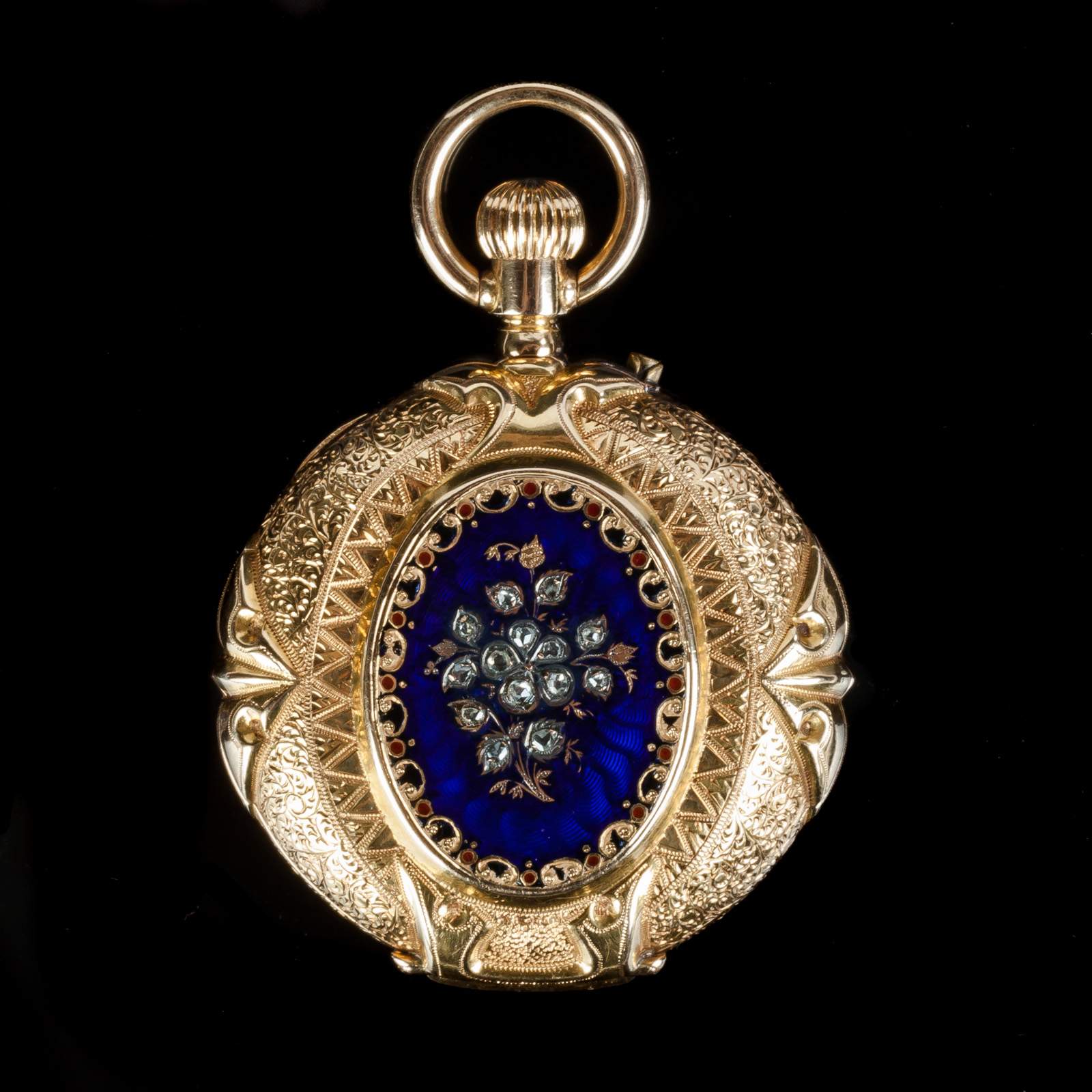 18K Gold Enameled Geneva Pocket Watch | Cottone Auctions