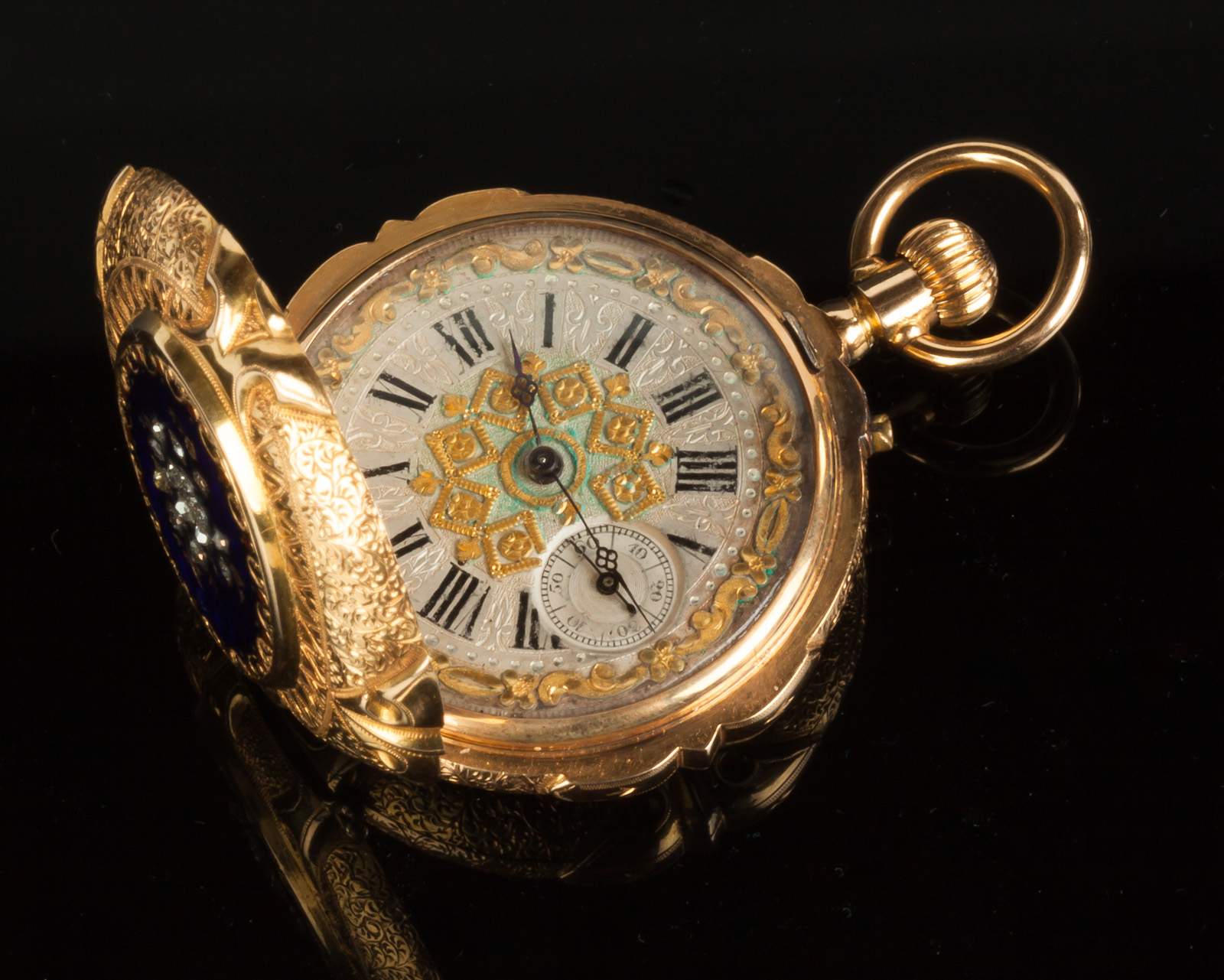 18K Gold Enameled Geneva Pocket Watch Cottone Auctions