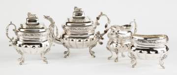 John Crawford Four-Piece Neo-Classical Silver Tea Set