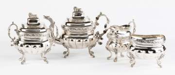 John Crawford Four-Piece Neo-Classical Silver Tea Set