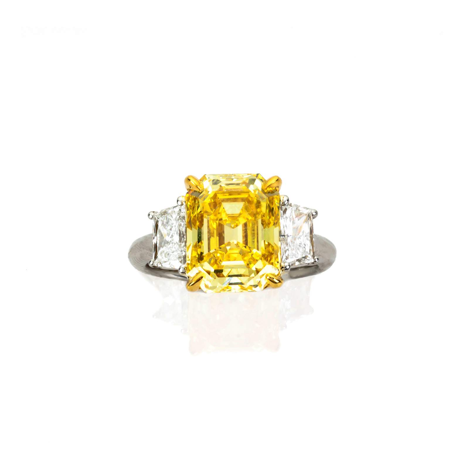 5 Carat Fancy Vivid Yellow Diamond & Diamond Ring | Cottone Auctions