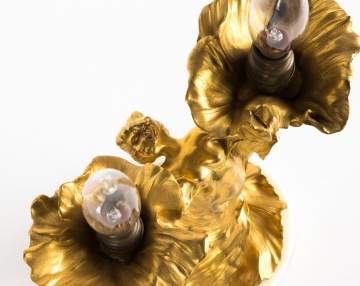 E.F. Caldwell of NY, Gilt Bronze Art Noveau Table Lamp