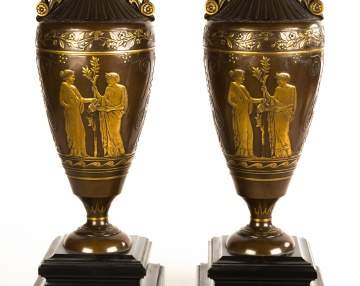 Pair Bronze Neo-Classical Urns