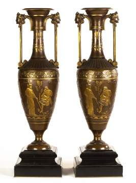 Pair Bronze Neo-Classical Urns
