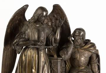 A Fine Ormolu & Bronze 'Saint Louis' King of France Mantle Clock by Raingo Frères