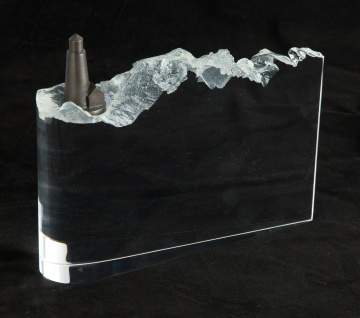 David Dowler, Steuben Lighthouse Crystal & Bronze Sculpture