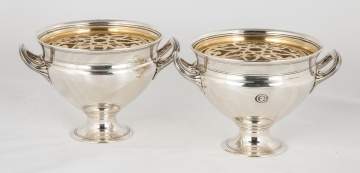 Pair Tiffany Maker Sterling Flower Center Vases