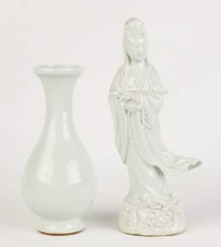 Blanc de Chine Kwan Yin & Early Chinese Porcelain  Vase