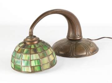 Handel Leaded Glass & Patinated Metal Piano Lamp