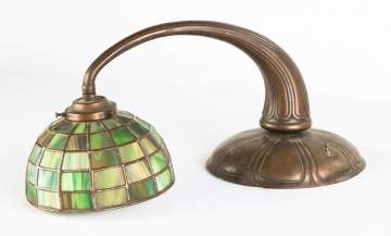 Handel Leaded Glass & Patinated Metal Piano Lamp