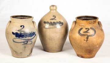 Three N. Clark, Mt. Morris 2 Gallon Stoneware Pieces