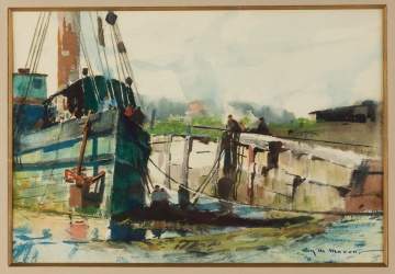 Roy Mason (American, 1886-1972) "Ships at the Dock"