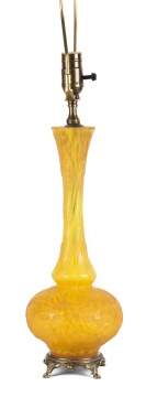 Steuben Amber Acid Cut Back Lamp Base