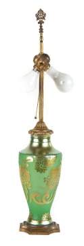 Steuben Acid Cut Back Green Jade Lamp Base