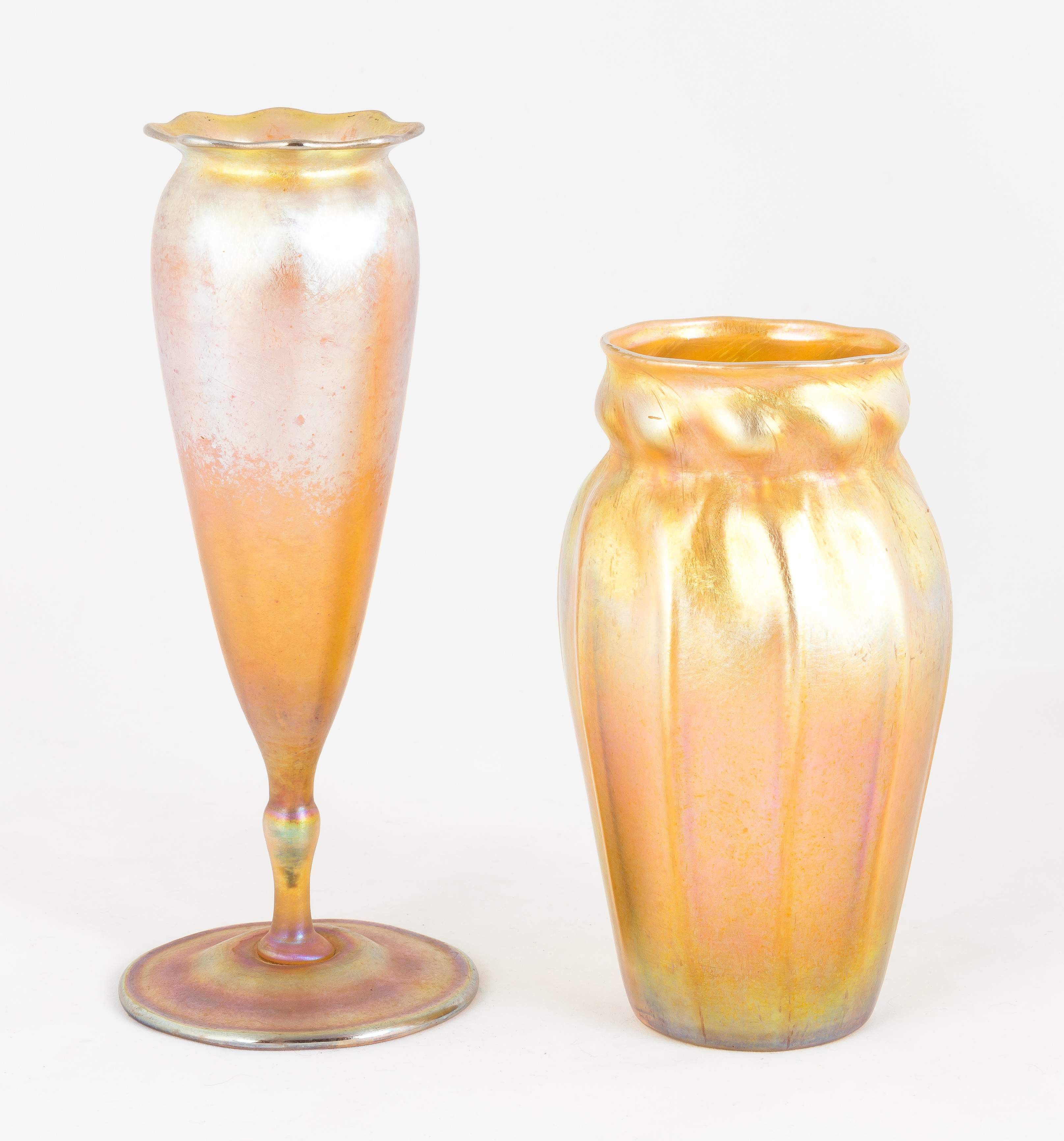 Two Tiffany Favrile Glass Vases Cottone Auctions