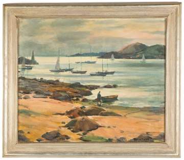 Carl Peters (American, 1897-1980) Harbor Scene