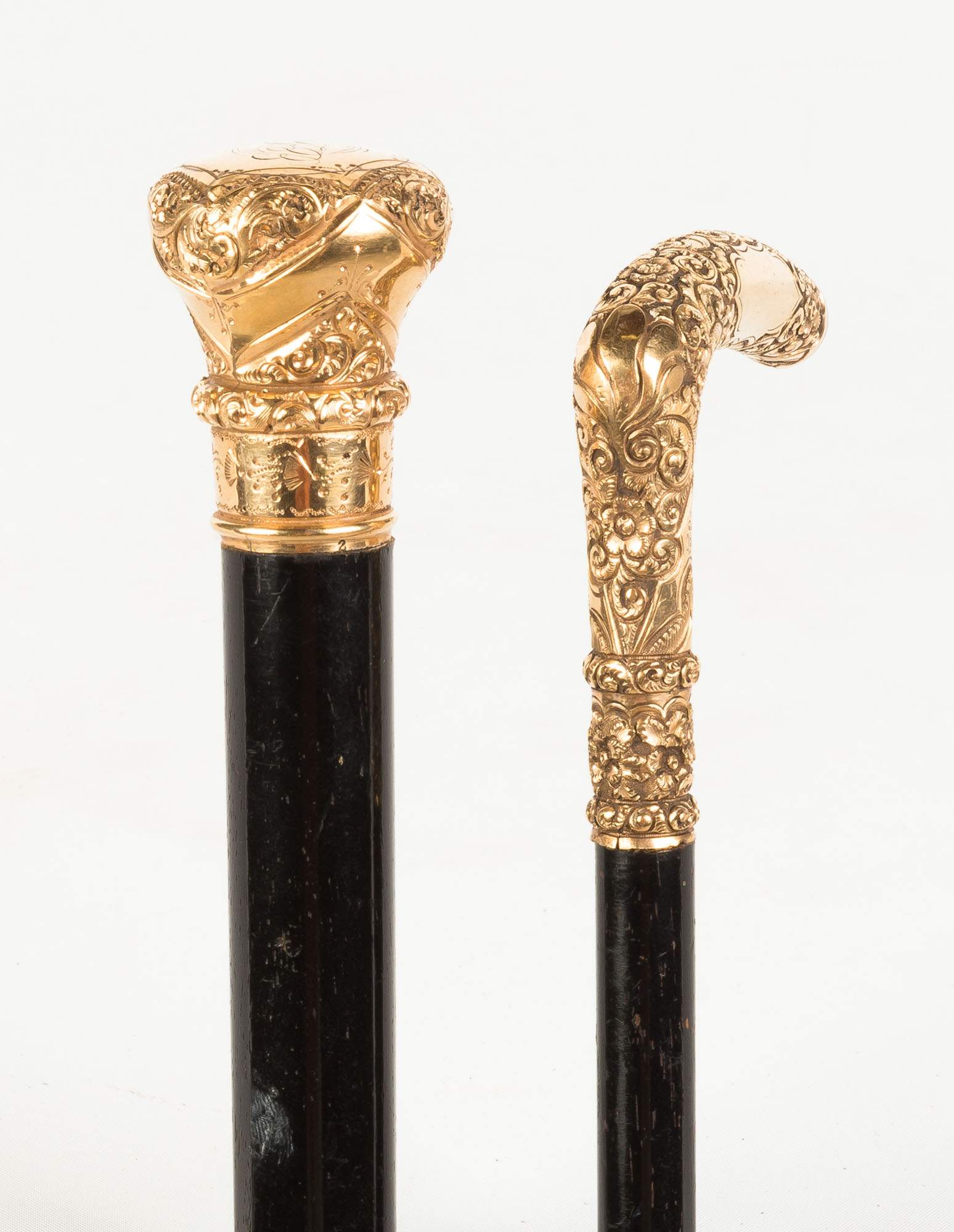 Two Gold Plated Walking Sticks Cottone Auctions