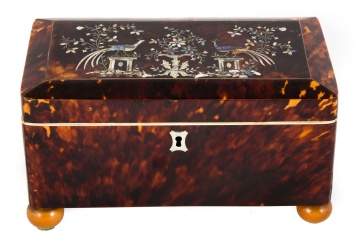Fine Mother of Pearl Inlay Shell Tea Caddy