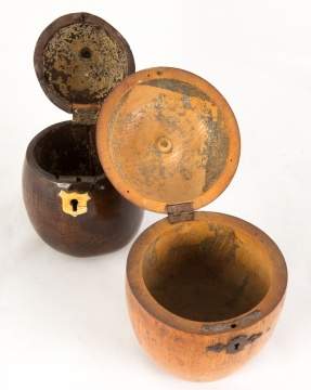 George III Wooden Pear and Apple Tea Caddies