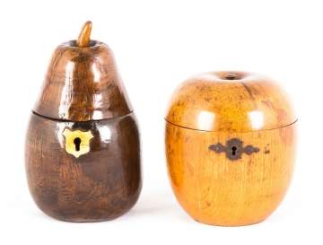 George III Wooden Pear and Apple Tea Caddies