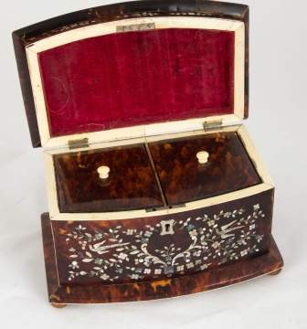 Fine Mother of Pearl Inlay Shell Tea Caddy
