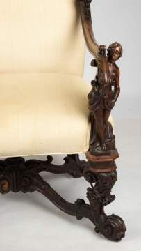 Continental Carved Arm Chair with Figural Arms