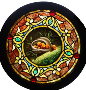 Leaded Glass and Jeweled Circular  Window