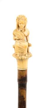 19th Century Carved Bone Handled Cane