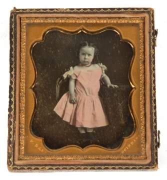 Daguerreotype of Girl in Pink Dress