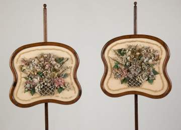 Pair of 19th Century Rosewood Pole Screens