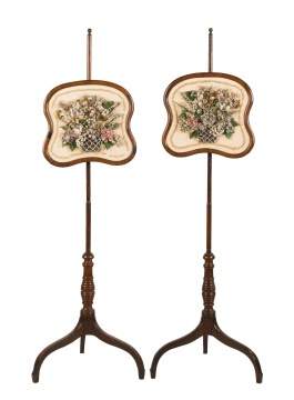 Pair of 19th Century Rosewood Pole Screens