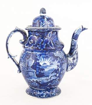 Historic Blue Staffordshire Coffee Pot