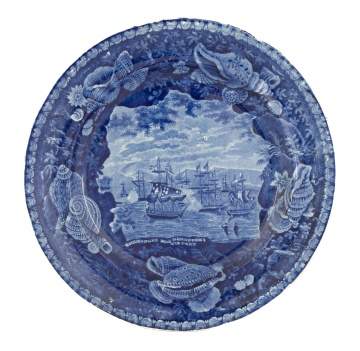 Historic Blue Staffordshire Plate and Bowl