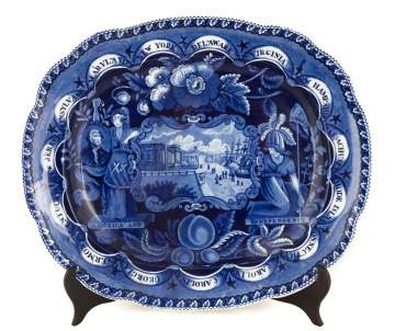 Historic Blue Staffordshire States Platter