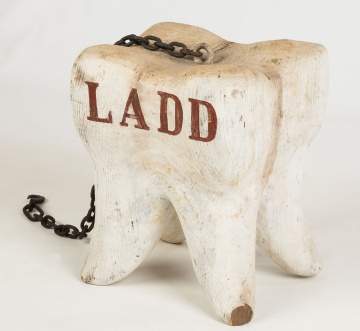 Carved and Painted Wood Dental Trade Sign