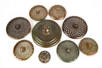 Nine Tiffany Bronze Heater Caps