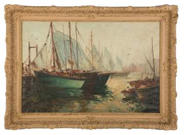 George Luftus Noyes (1864-1954) Oil on Canvas,  Glouster Harbor