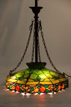 Leaded Glass Arts and Crafts Hanging Fixture
