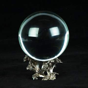 Steuben Crystal Ball on Sterling Silver Wave Base