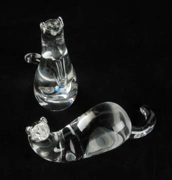 Pair of Steuben Mink with Diamond Eyes