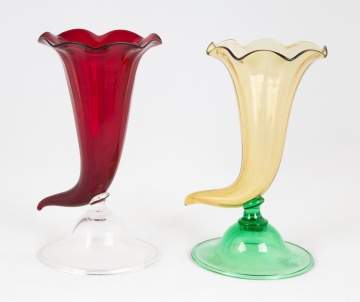 Two Steuben Cornucopia Vases