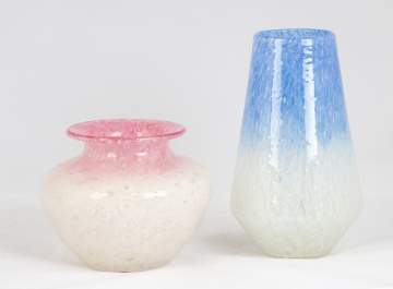 Steuben Pink and White Cluthra Vases
