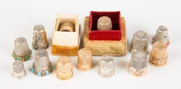 Group of Gold and Sterling Thimbles