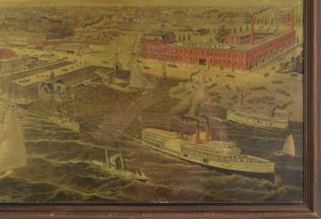 Early Rare Lithograph of Detroit