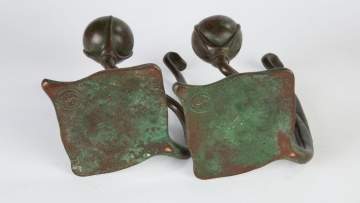 Pair of Tiffany Studios Cobra Candle Lamps