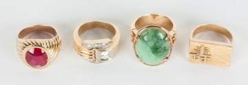 Group of Gold & Hard Stone Rings 