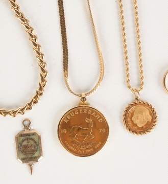 Group of Gold Necklaces, Bracelet & Pendants