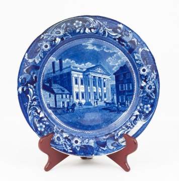 "Bank of the United States, Philadelphia" Historic Blue Staffordshire Plate